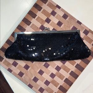 Chic Black Sequin Evening Clutch